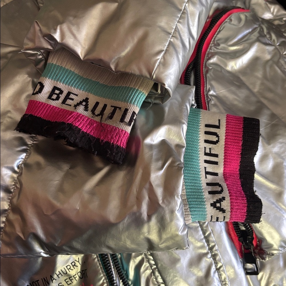 Silver Metallic Puffer Jacket - image 3